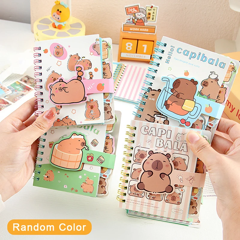 น่ารัก Capybara Coil Book A7 หลวมโน้ตบุ๊ค Notepad เรียนรู้เครื่องเขียน Planner Diary Weekly Planner โรงเรียนของขวัญ