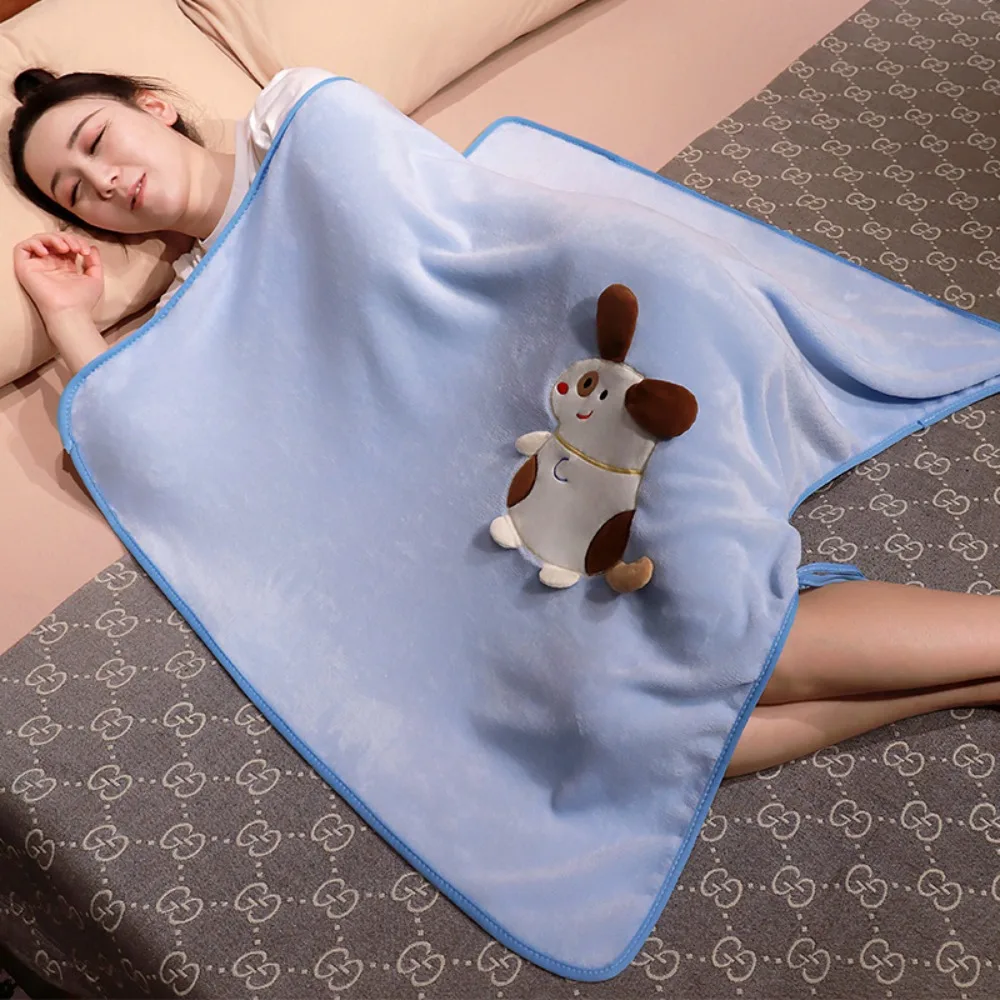 

Cute Flannel Cartoon Animal Newborn Blanket Skin-friendly Space-saving Office Nap Blanket Cover Soft Nap Pillow Summer