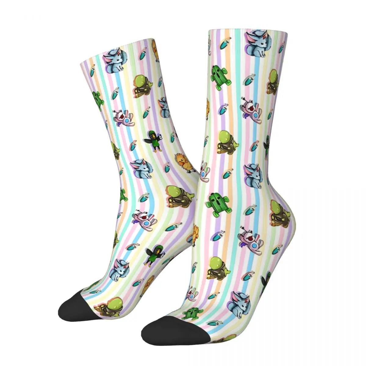 Autumn Winter Retro Women Men Pattern Final Fantasy Cactus Socks Cactus Game Chibi Cute Kawaii Non-slip Crew Socks