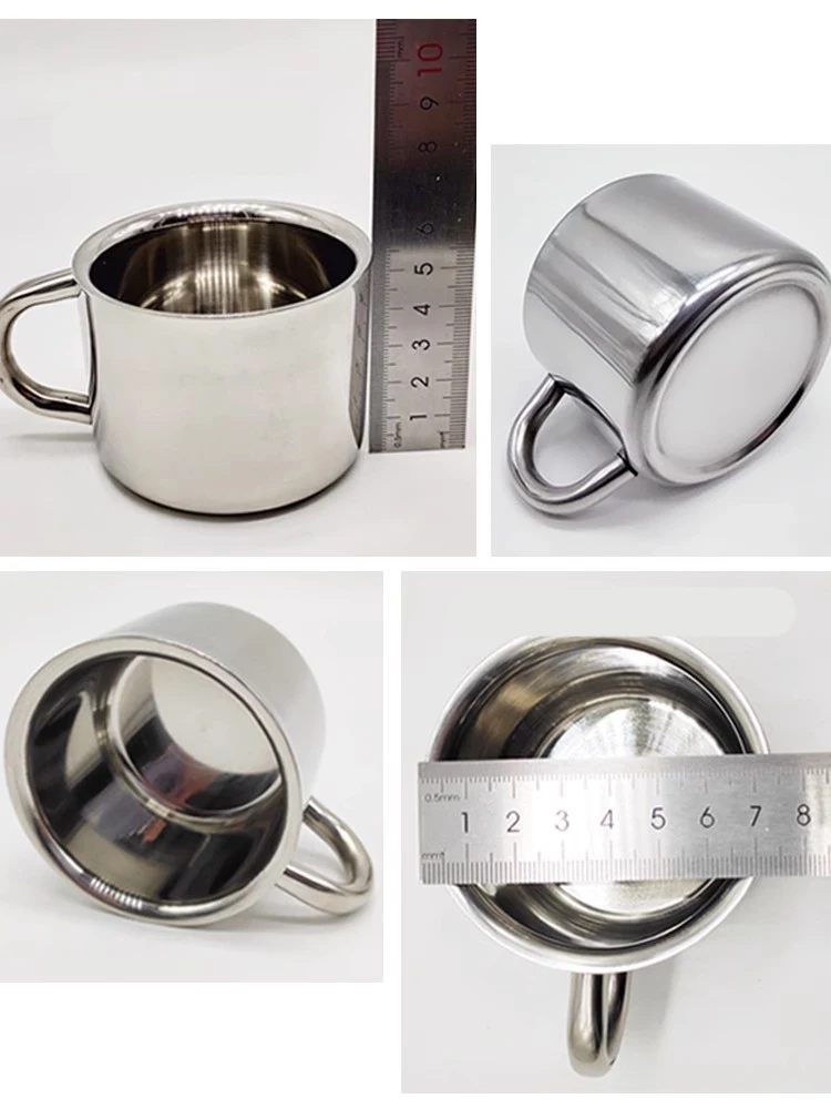 Material de aço inoxidável xícara de café de leite estilo simples moderno ao ar livre cafeteria varanda lounge caneca com alça 100-200ml