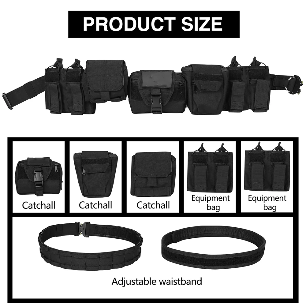 Outdoor Molle Tactical Belt Set Airsoft Combination Detachable Adjustable Waist Belt With 5 Accessory Packs for Hunting CS Game