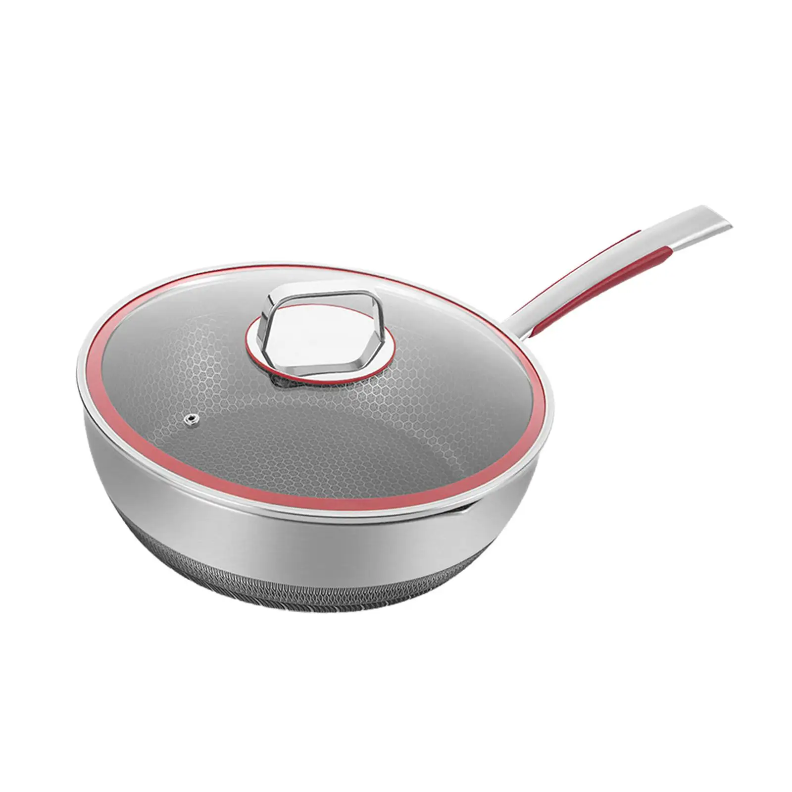 Stainless Steel Wok Pan 26cm Frying Pan Non Stick Deep Cookware Skillet with Heat Dissipation Bottom Kitchen Tool