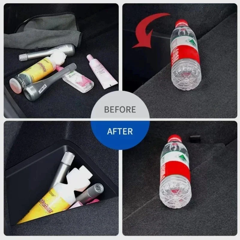 

For Tesla Model Y 2021-2024 Rear Trunk Side Storage Box Left Right Oragnizer Box with Cover Bucket Berlin USA Car Accessories