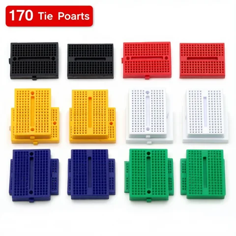 2PCS SYB-170 Mini Solderless Prototype Experiment Test Small Breadboard Kit With 170 Tie Points Plus Adhesive Back 35*46*8mm