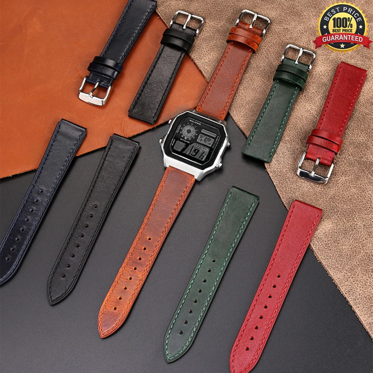 

Genuine Leather Strap For Casioak AE-1200/AE1300/A159 A158 A168 / AQ-150W AE1200 Men Retro Bracelet Watch Band 18mm