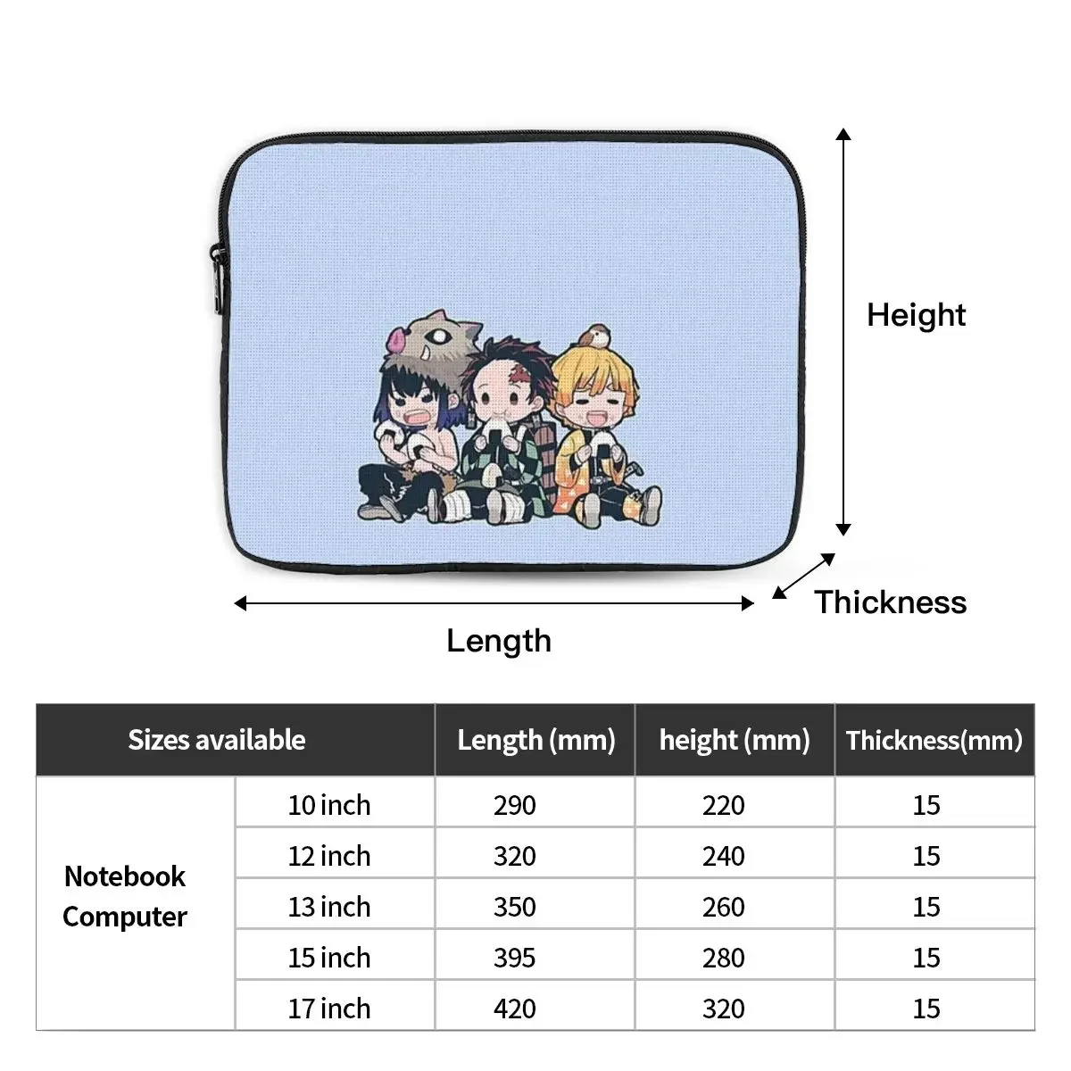 Anime Demon Slayer Kamado Tanjirou Notebook Laptoptas 10 12 13 15 17 Inch Notebook Sleeve Cover Tas Tablet Shockproof Case Bag