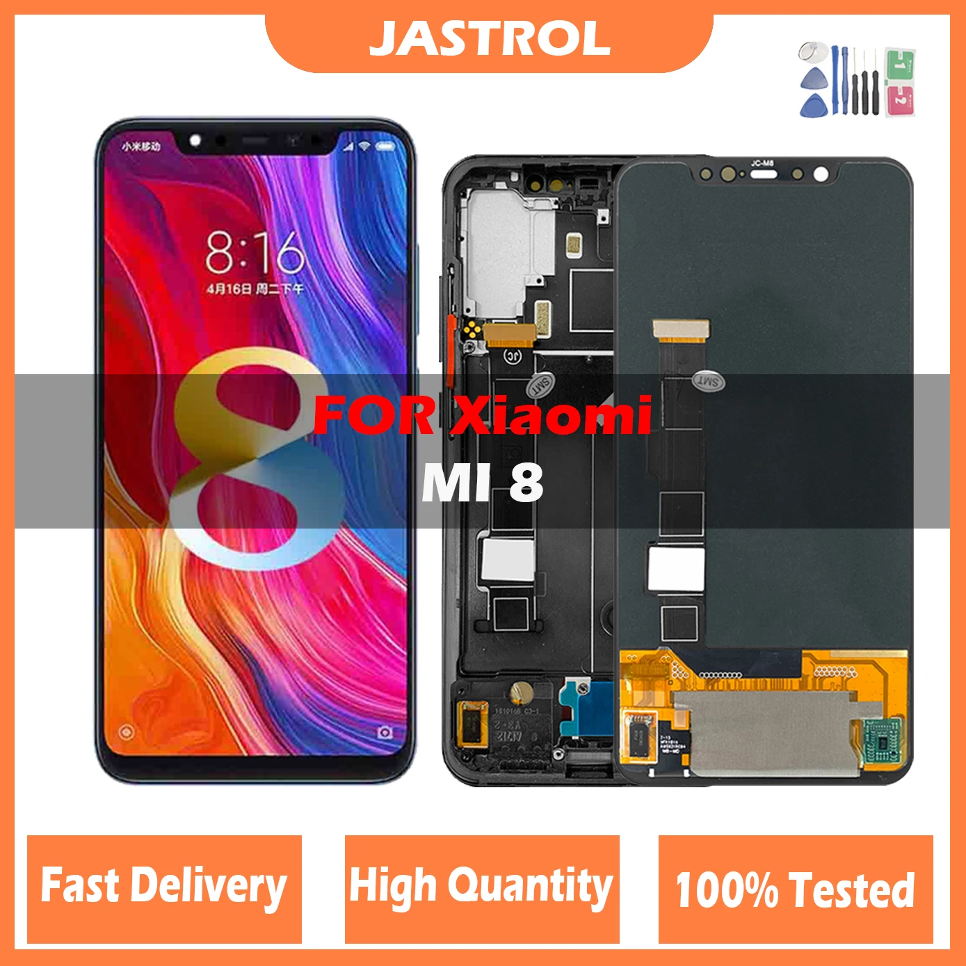 Amoled LCD For Xiaomi Mi 8 LCD Display For Xiaomi Mi8 Touch Screen Digitizer Screen Repair with Frame M1803E1A Screen Replace