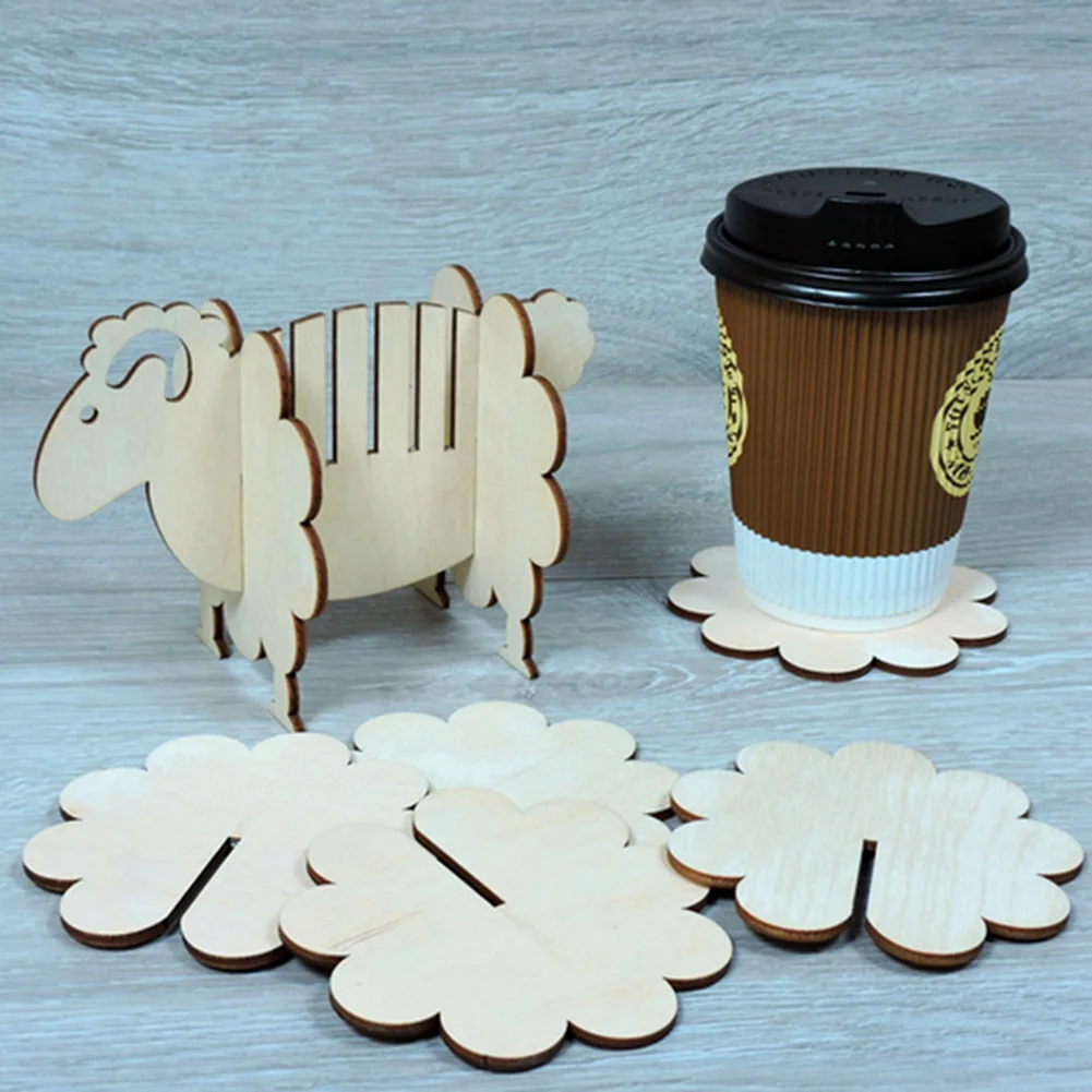 【¡¡Nuevo y cupón de usuario!】2 juegos de posavasos de ovejas, figuritas de ovejas de madera, decoración del hogar