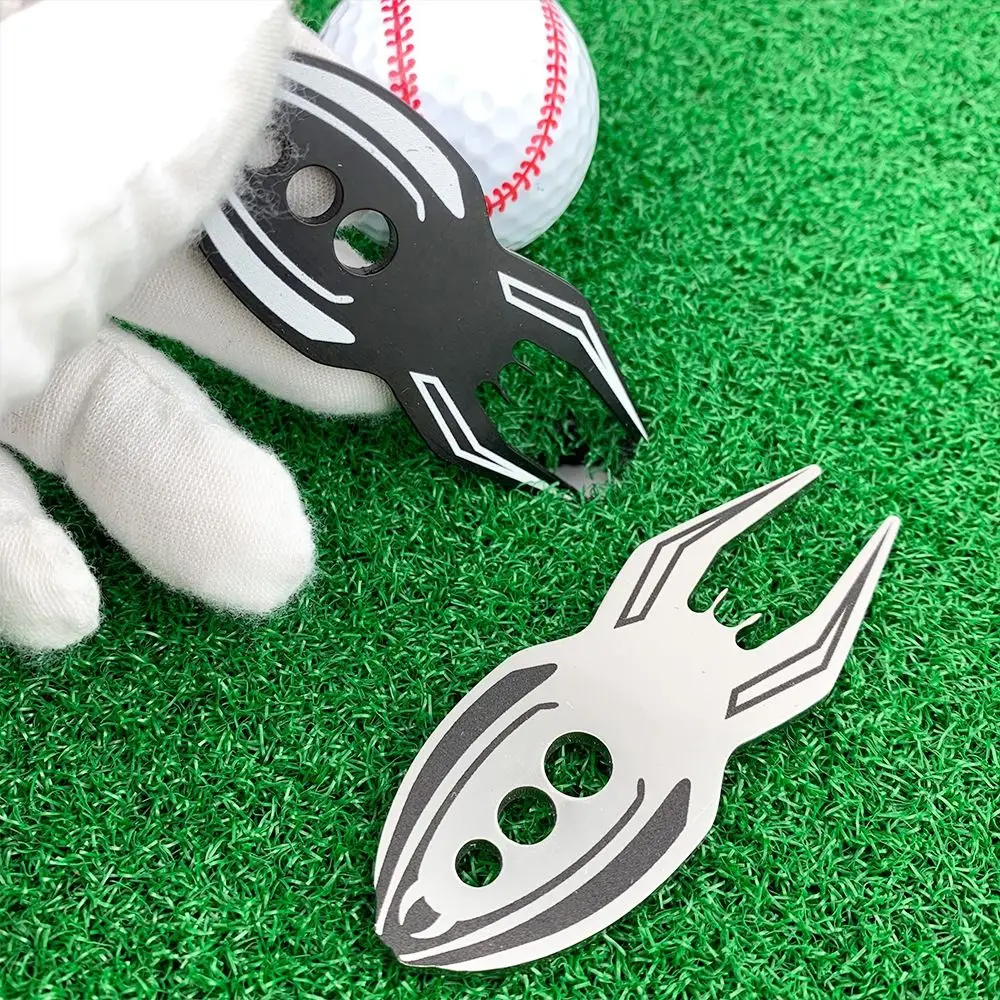 Portable Golf Pitchfork Repair Tool, Putting Green Fork, Clover Ball Marker, Liga de zinco, Golf Pitchfork