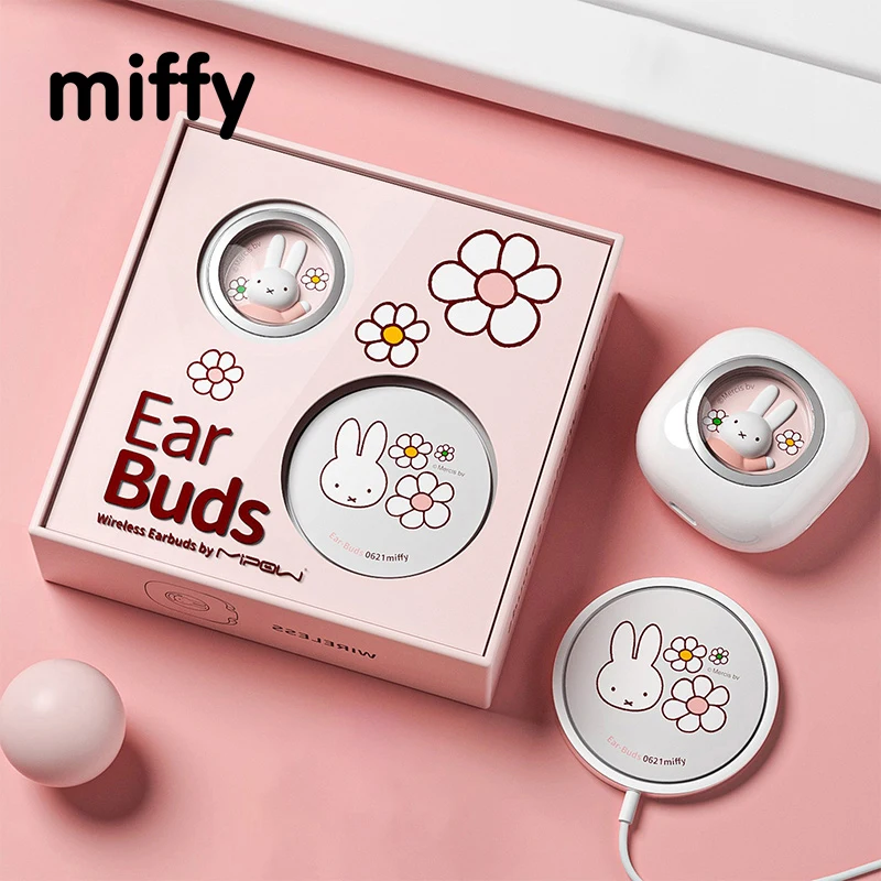 Kawaii Miffy Wireless Bluetooth Headphones High Sound Quality Semi-in-ear AirPod Cute Headphones Christmas Gift Toy