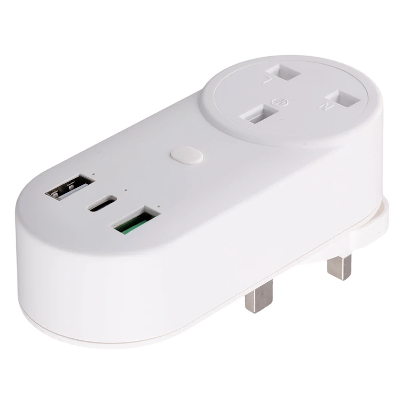 Умная розетка Wi-Fi, 16 А, 2 отверстия, розетки USB + Type-C, 65 Вт, пульт дистанционного управления, совместимая с Alexa, британская вилка