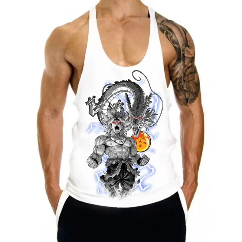 الصيف الرجال تانك القمم انمي ياباني لعبة دراغون بول برولي طباعة رجل الملابس القطن تنفس رياضية Y2k كرة السلة جيرسي #1