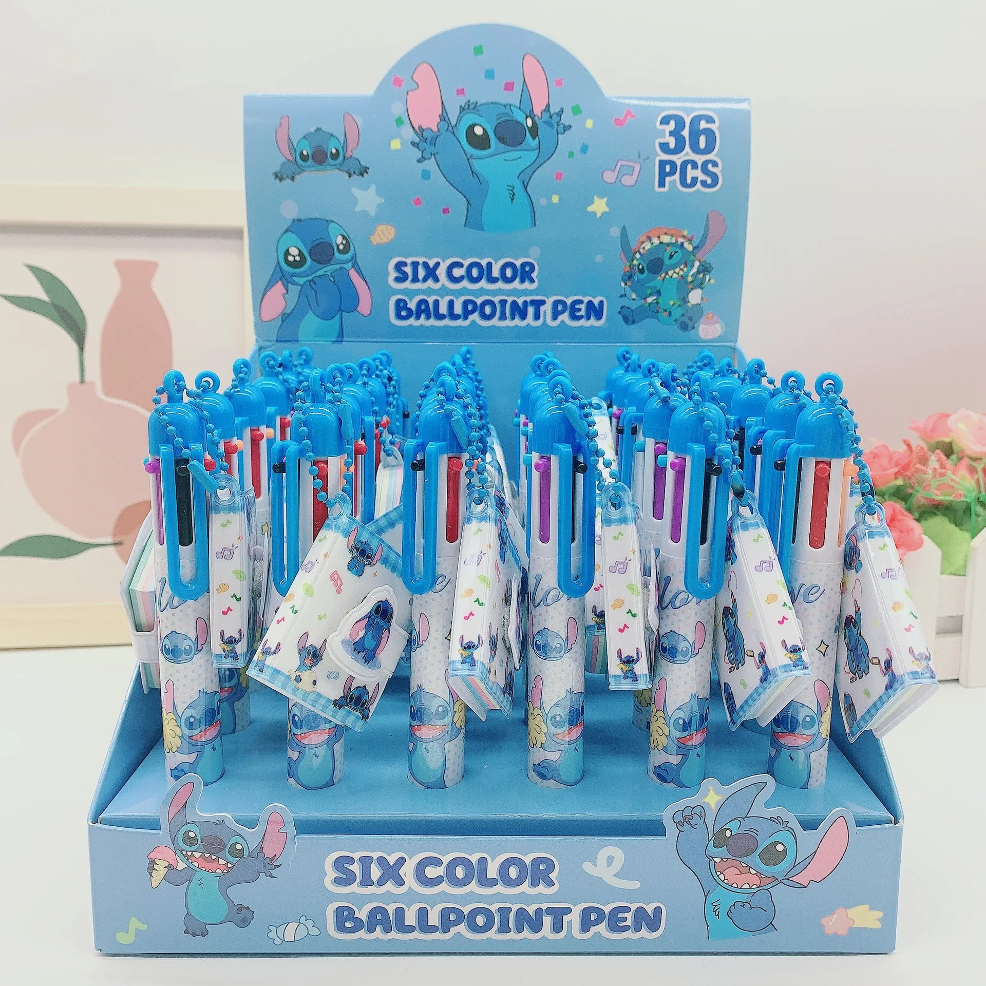 Random 1 Piece Stitch 6-Color Retractable Ballpoint Pen & Notebook Set, Convenient for Daily Note Taking