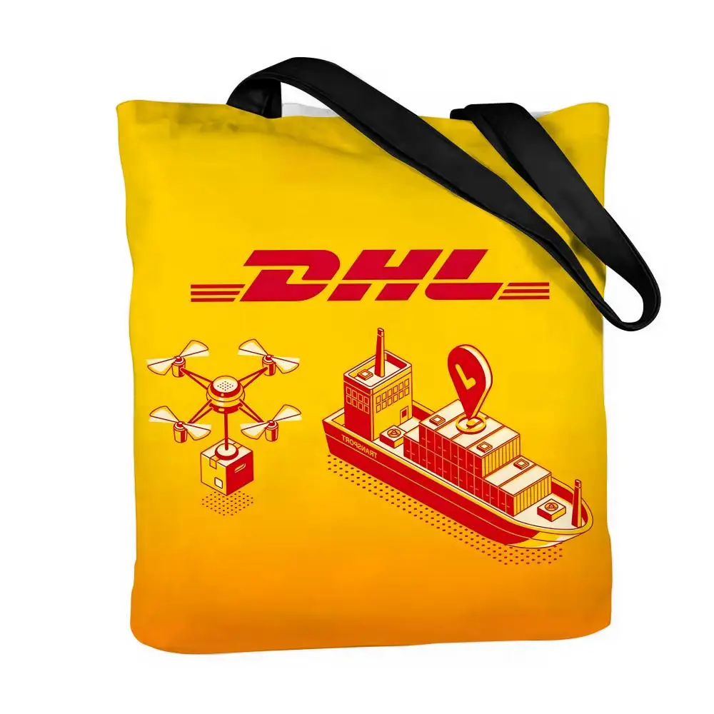 D-DHL Hot E-Express Storage Bags Canvas Double-Sided Print Tote Bag Large Capacity Shoulder Fashion Shopping Handbag