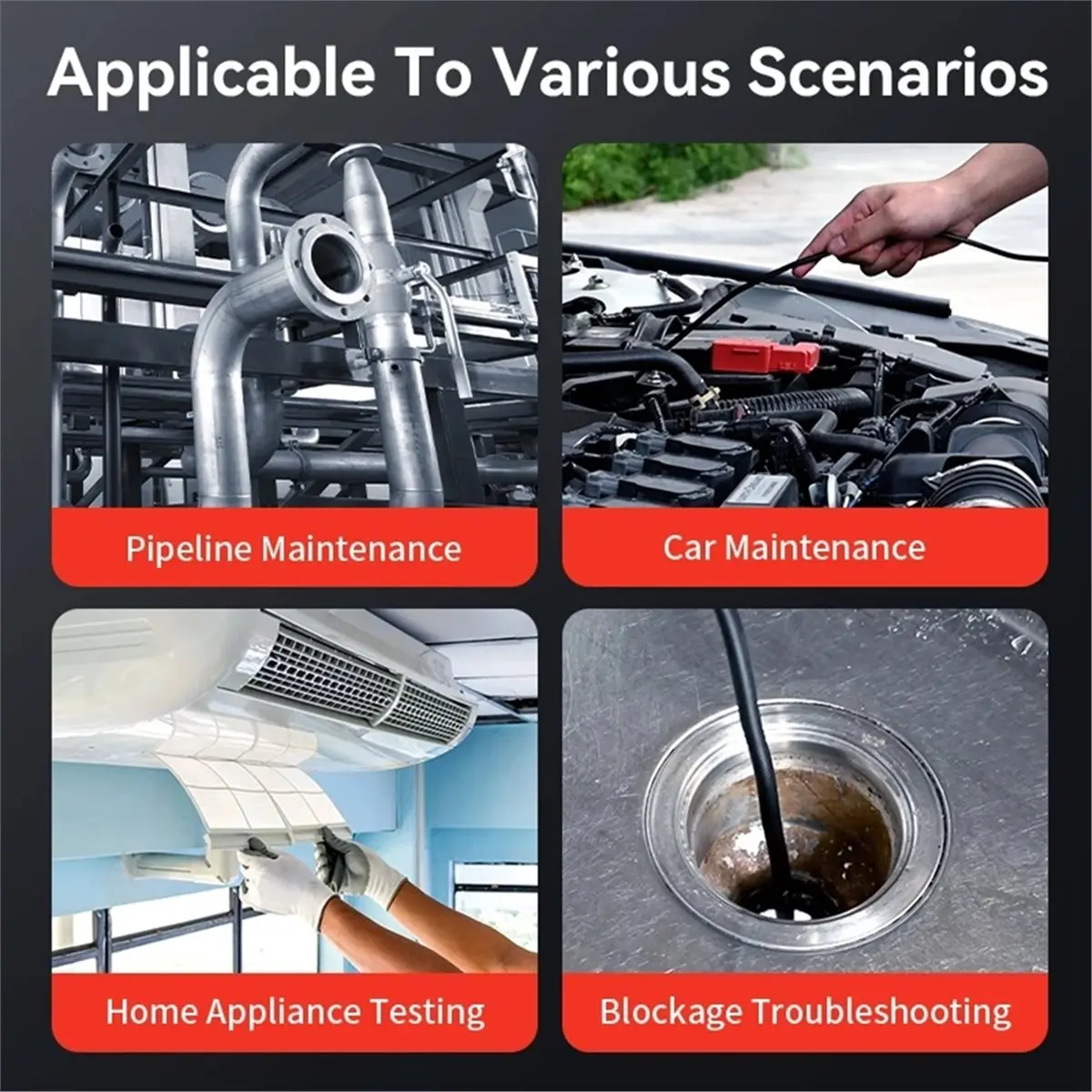 Two-Way 360 ° Rotating Borescope, 1080P Camera, Endoscope with Light, 8mm Waterproof Probe, Endoscope with Phone