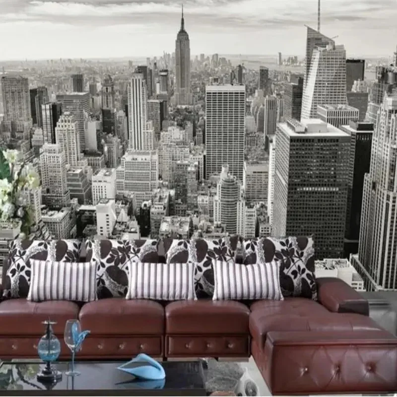 

Custom large fresco 3d photo wallpapers abstract city sea of clouds scenery living room background Night view wallpaper 3d mural
