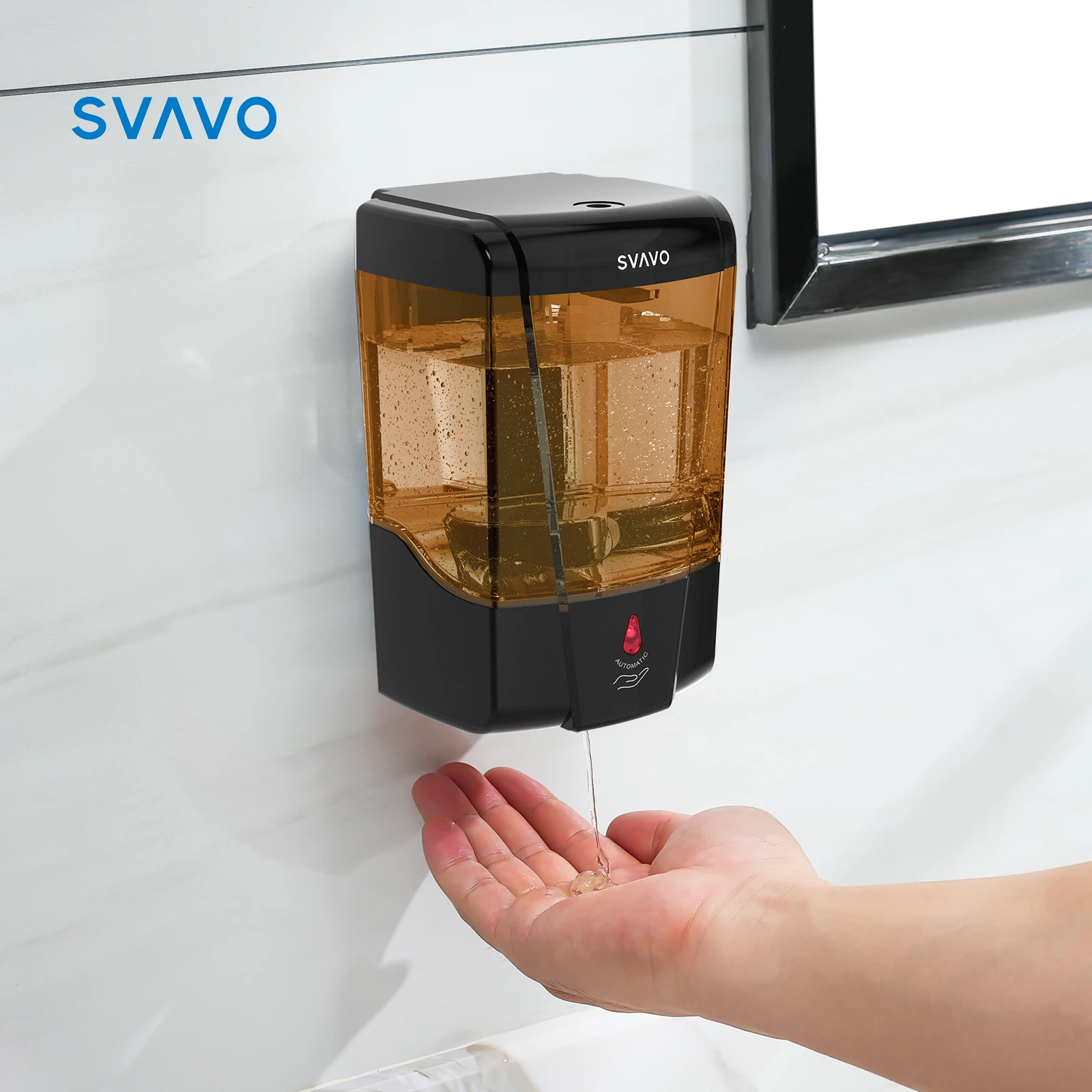 SVAVO Wall Mounted Auto Soap Dispenser, Non-contact Sensor, Battery Operated, Suitable for Office Kitchen Bathroom Accessories