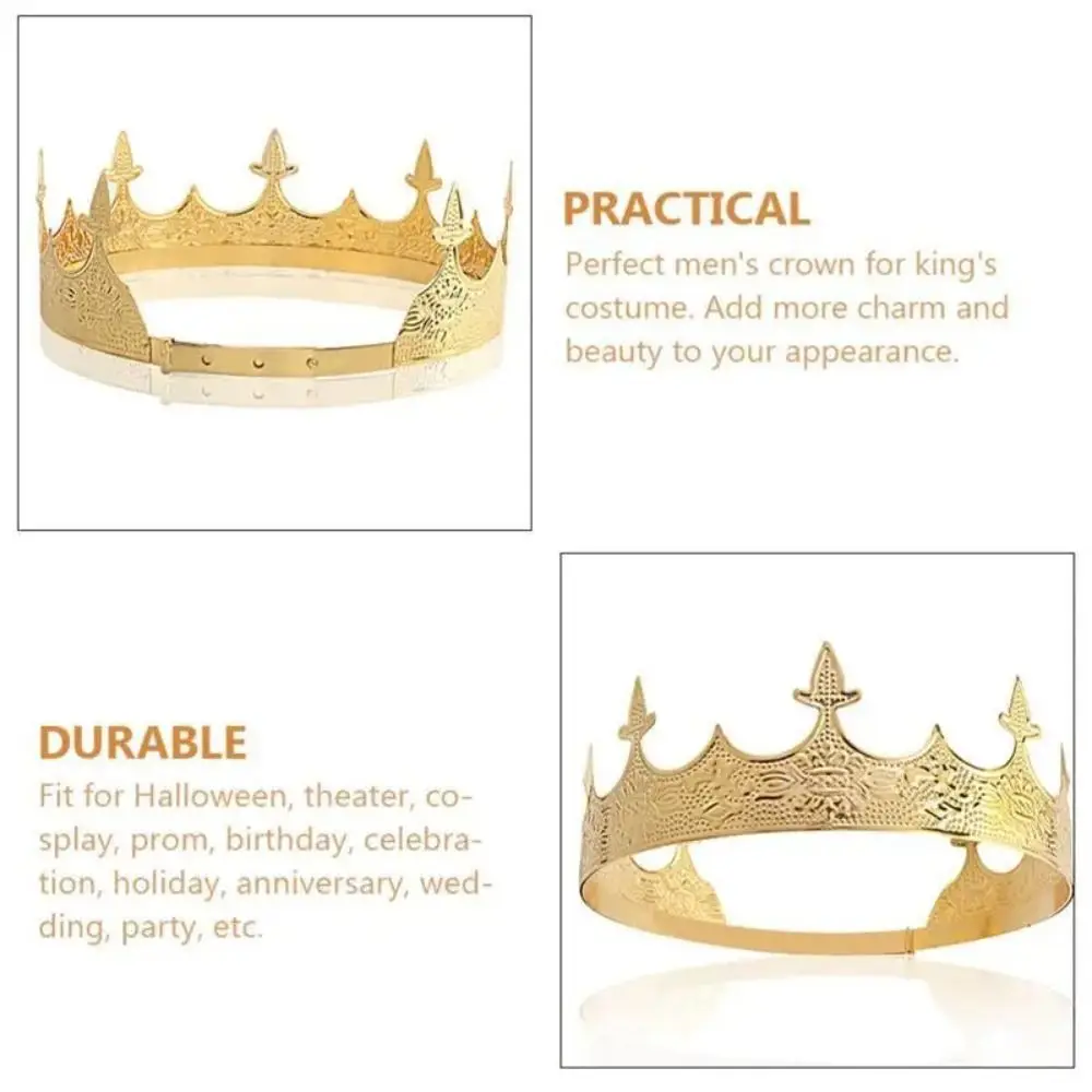 Simple Bar Mitzvah King Crown Hair Hoop Western Prince Crowns Hair Accessories Cosplay Pros Round Tiaras Hair Ornaments