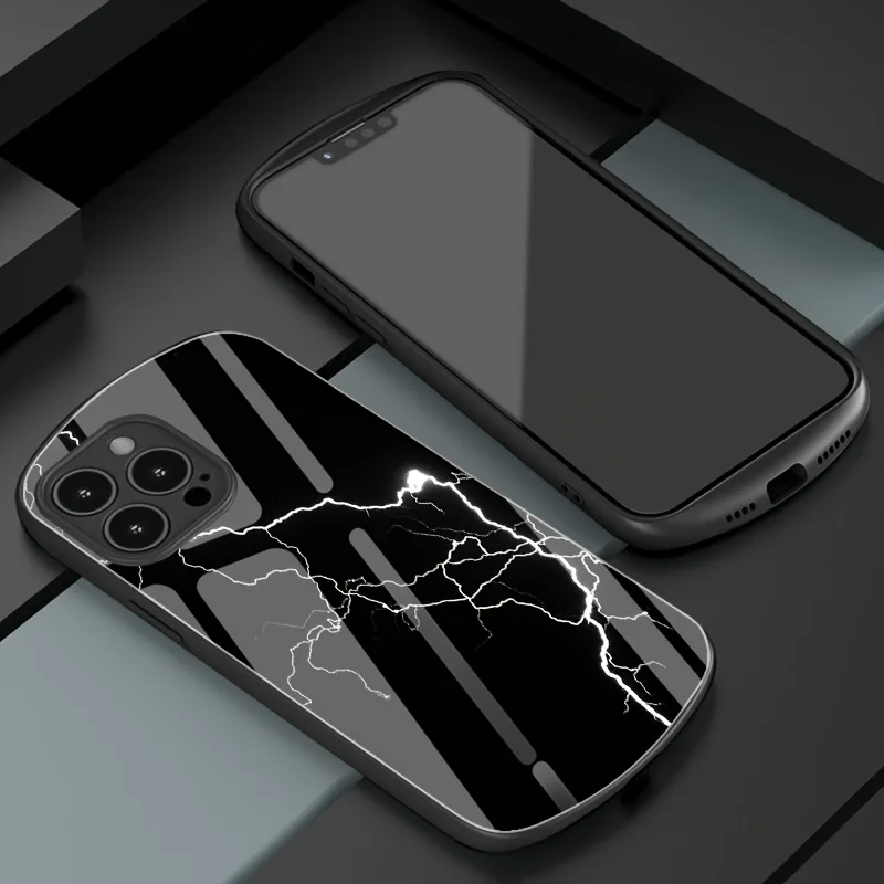 

Sleek And Stylish Lightning Glass Phone Case for iPhone 17/16/16ProMax/15/14/13/12ProMax/11/11Pro Anti-drop protection