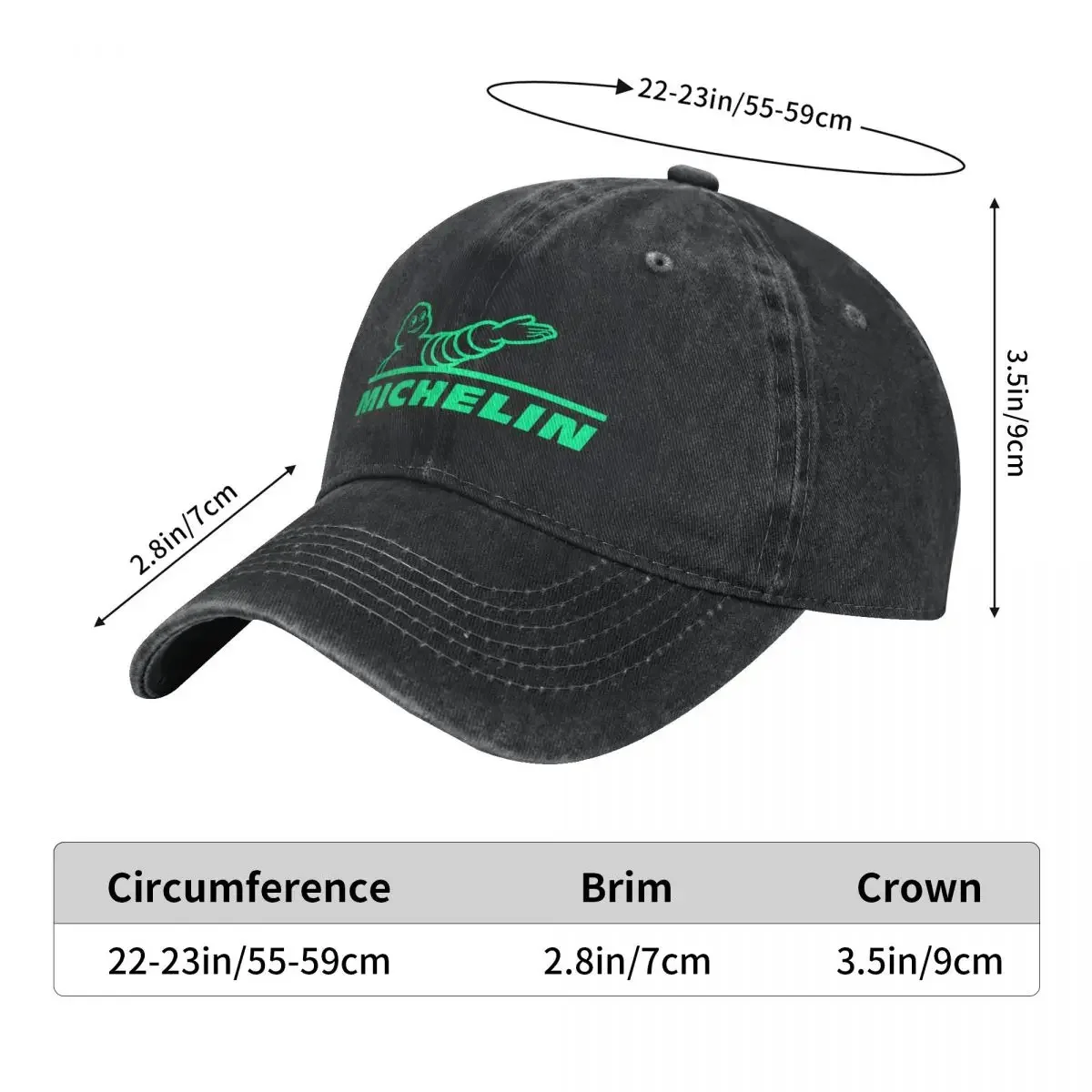 Green-Michelin Funny Baseball Cap cotton Hats Adjustable Hat Fashion Casual Cap Truck driver Hat