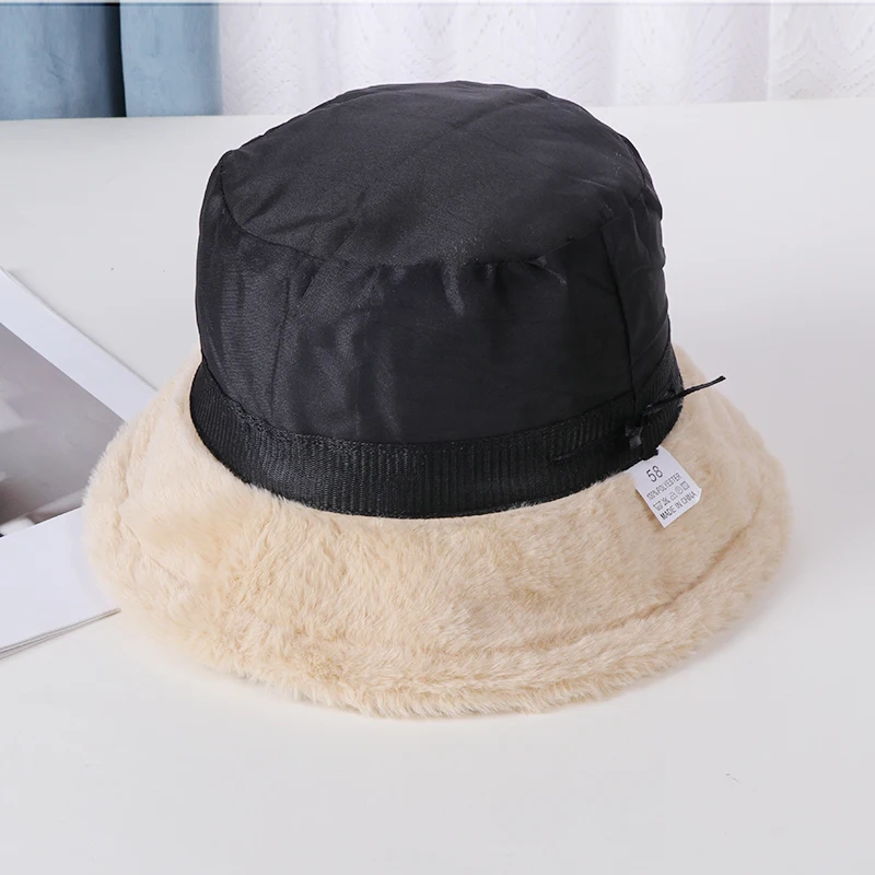 Solid color rabbit hair fisherman hat female warm couple classic outdoor Instagram fashion Women hats