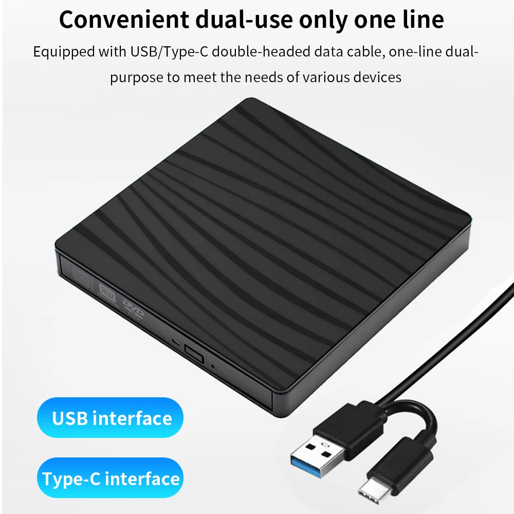 TISHRIC pembaca pembakar DVD, USB 3.0 eksternal CD dan DVD Player RW DVD CD Writer Drive eksternal untuk Laptop Desktop