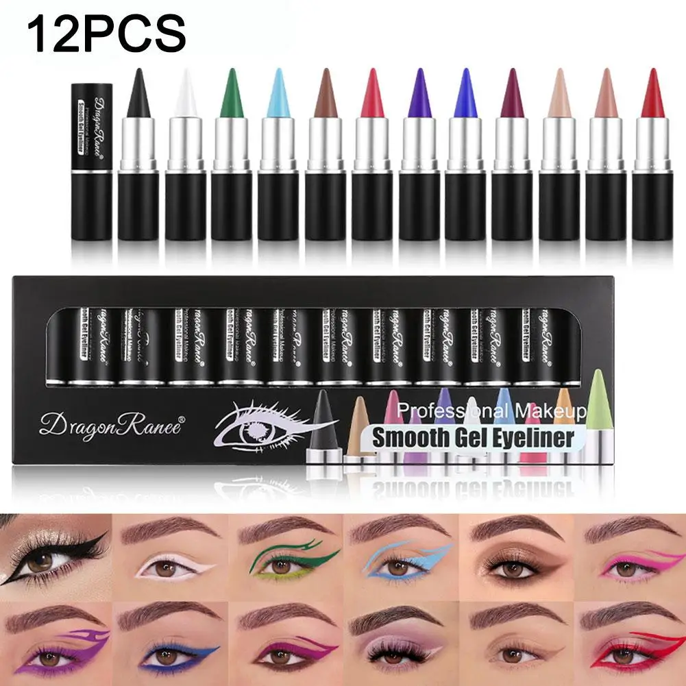 Crème Eyeliner, bâton de Gel Eyeliner noir, Eyeliner imperméable à séchage rapide, double usage pour stylo à lèvres foncé, Eyeliner solide W0c8