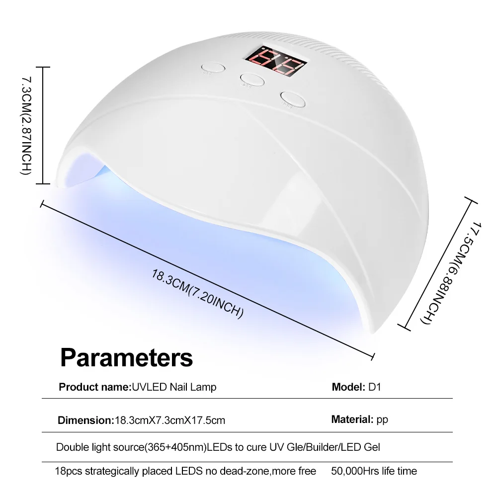 LED/UV nageldrogerlamp met 18 LEDS sneldrogend draagbaar nagellicht hebben 3 timermodi LCD-scherm voor manicure salon/thuisgereedschap