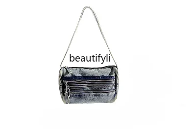 

Special-Interest Design Washed Denim Casual Handbag Autumn and Winter New Underarm Bag