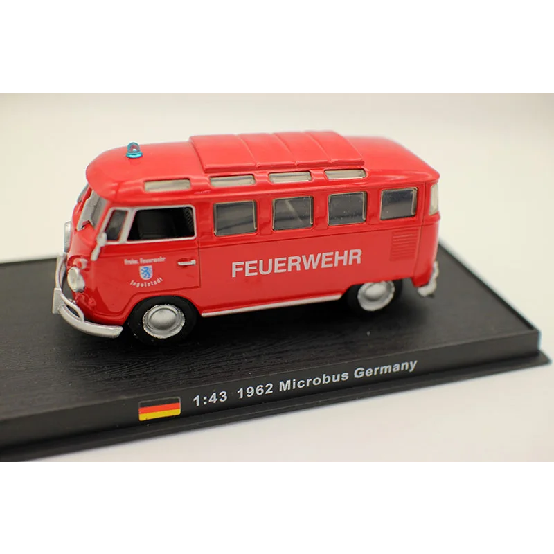 Motor de bomberos a escala 1/43, modelo de coche de aleación Microbus 1962, juguete coleccionable, regalo, adorno de exhibición de recuerdo