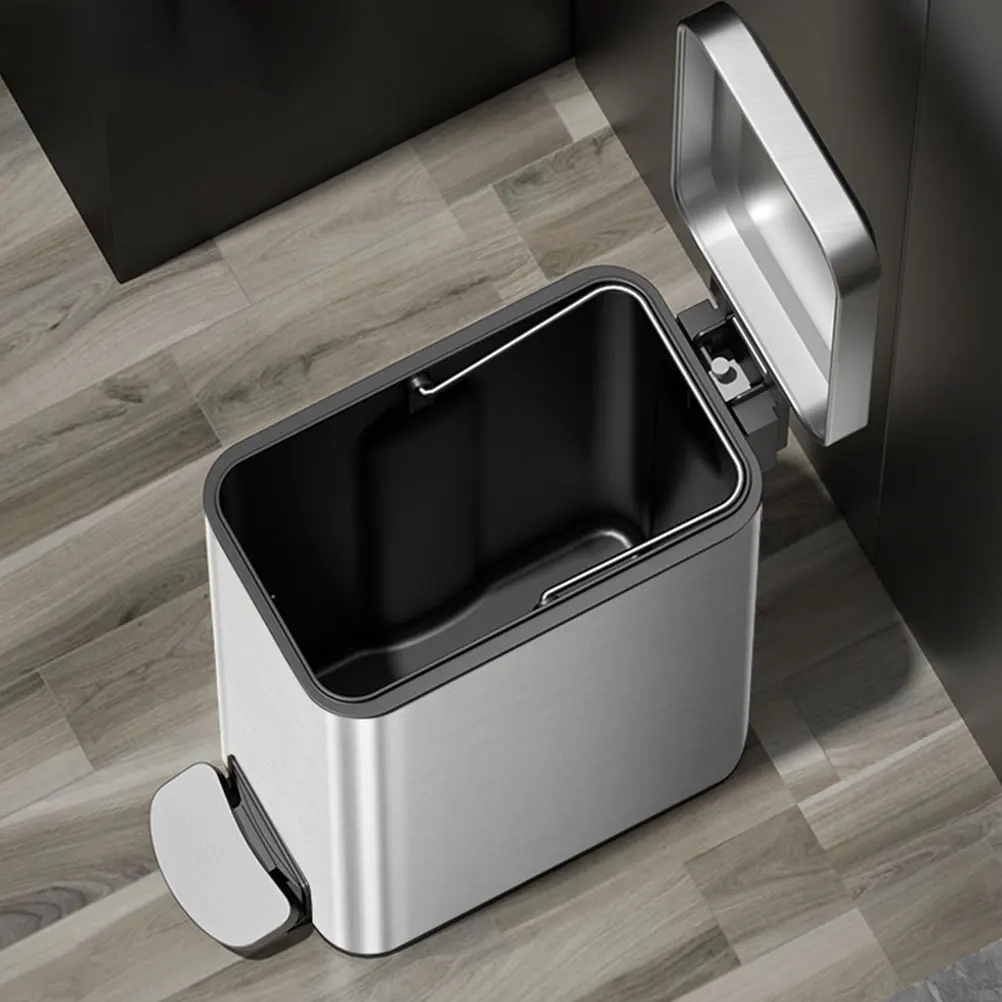 

Pedal Trash Can Stainless Steel Waste Container Home Office Garbage Bucket Compact Size Space SavingTrash Bucket Rubbish Can