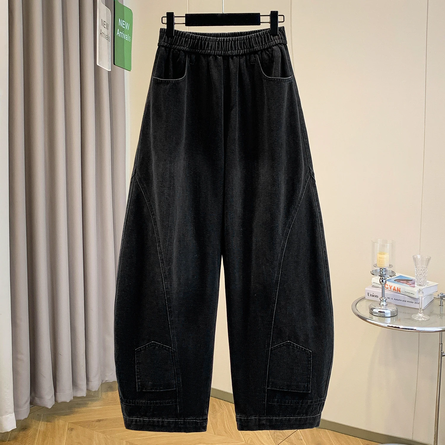 

plus Size Women's Casual Jeans High Waist Wide Leg Pants Nine-Tenths Knife Trousers Spring New Sle Artistic Commute Sle