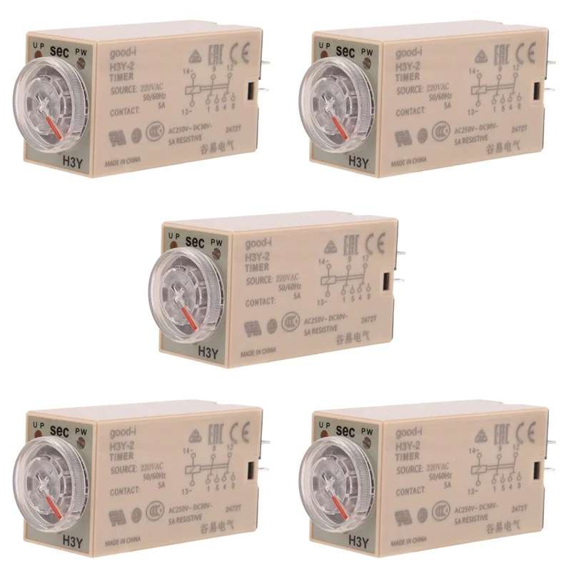 AB06 5X 10S Delay Timer Time Relay H3Y-2 AC 220V 8 PIN Adjusting Knob Control Timing Relay For Household Electrical Systems