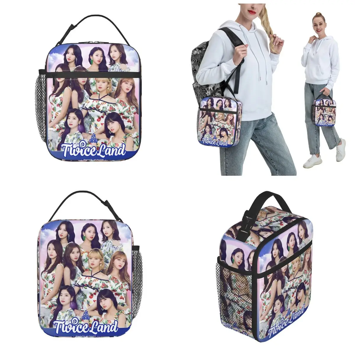 K-POP-TWICE Idol Pattern Accessories Insulated Lunch Bag For Outdoor Food Storage Bag Reusable Thermal Cooler Lunch Boxes