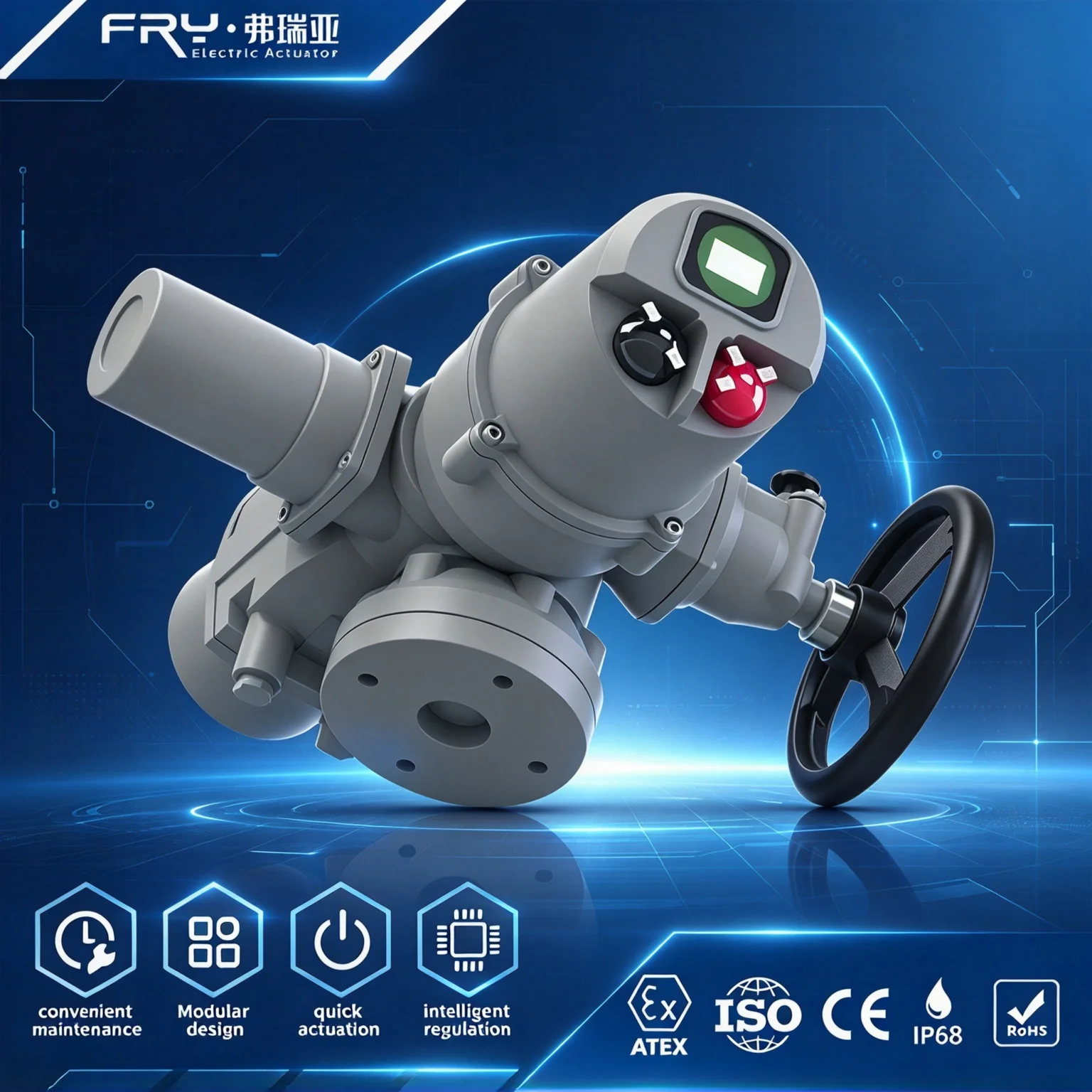Multi Turn Electric Motorized Actuator For Gate And Globe Valve With Position Indicator For Municipal Water Supply Pipeline