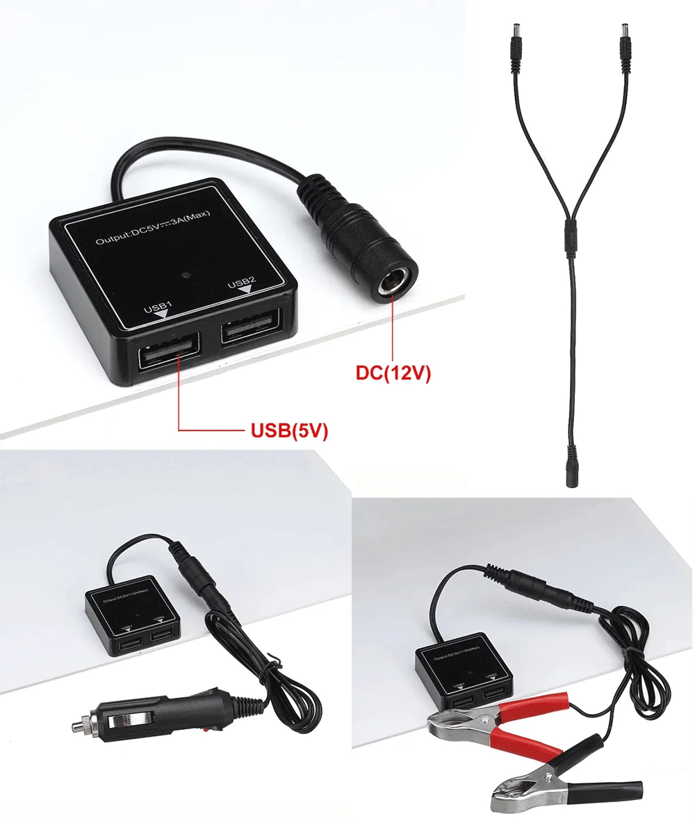 Imagem -06 - Kit de Painel Solar para Acampamento ao ar Livre 20w 40w Usb Saída dc Controlador 30a100a Telefone Móvel Sistema Solar Portátil Leve