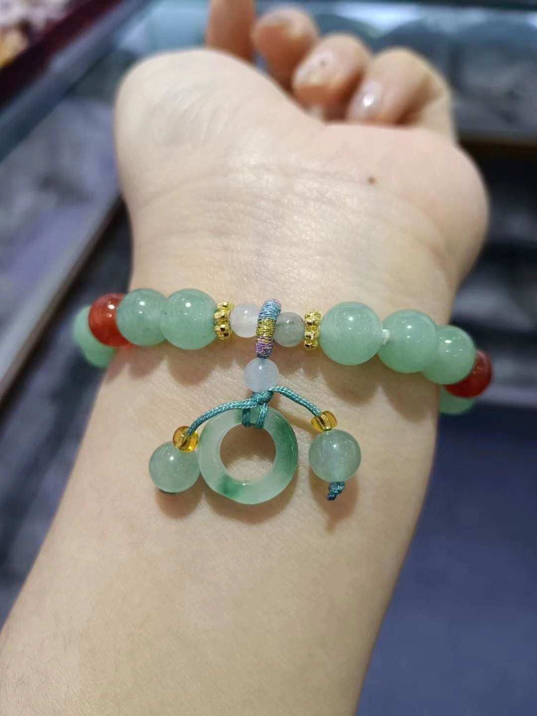 Pulsera de Jade de Aventurina con cuentas redondas para mujer, cadena de mano de piedra Natural, regalo de joyería elegante, joyería de piedras preciosas para fiesta Social, 8MM