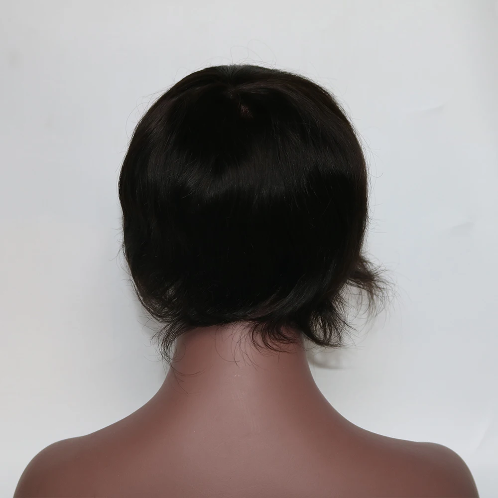 남성용 내추럴 블랙 인모 Toupee 모노 레이스 가발, 내구성 있는 보형물, 6 인치 헤어 교체 시스템, 스트레이트 통기성