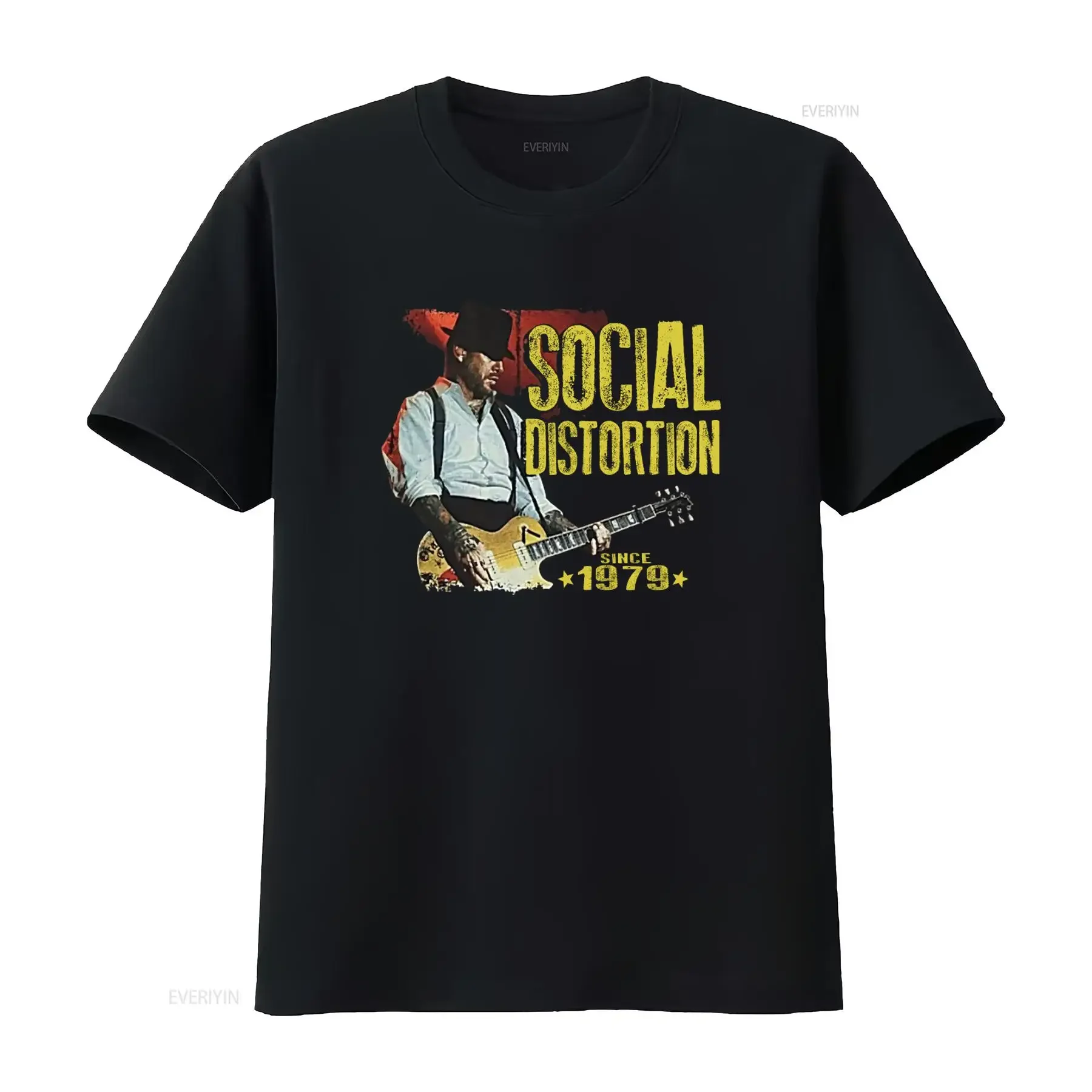 Camiseta estilo vintage do guitarrista Mike Ness da banda Social Distortion Punk Rock, com estampa vintage lavada, desde 1979.