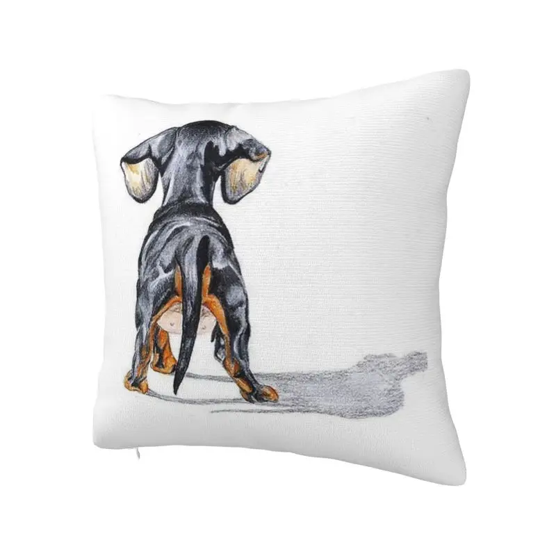 Funny Dachshund Throw Pillow Case Bedroom Decoration Wiener Sausage Dog Cushions Cover For Sofa Car Seat Polyester Pillowcase