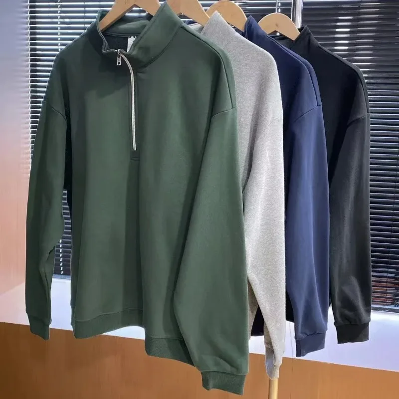 Women Sweatshirts Leisure Top Long-sleeved Solid Color Zip Hoodies Sport Yoga Stand Up Collar Pullover Fitness Loose Coat Autumn