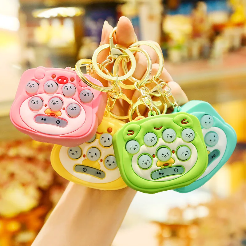 

New Memory Game Machine Handheld Mini Game Machine Creative Cartoon Cute Hit Ground Mouse Game Machine Keychain Pendant