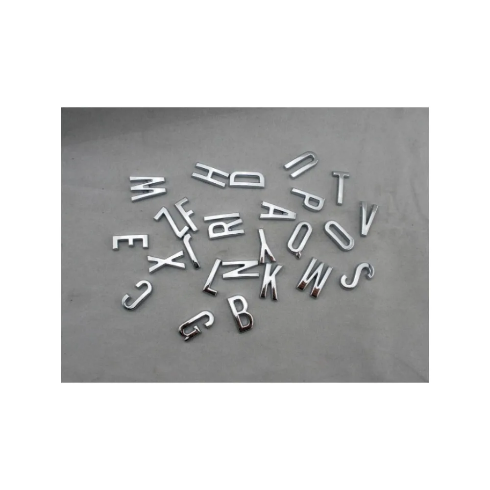 20mm 3D Glossy Chrome Alphabet Stickers DIY Strong Adhesive Decals for Car Interior Home Decor Slim High-Quality Plastic Letters