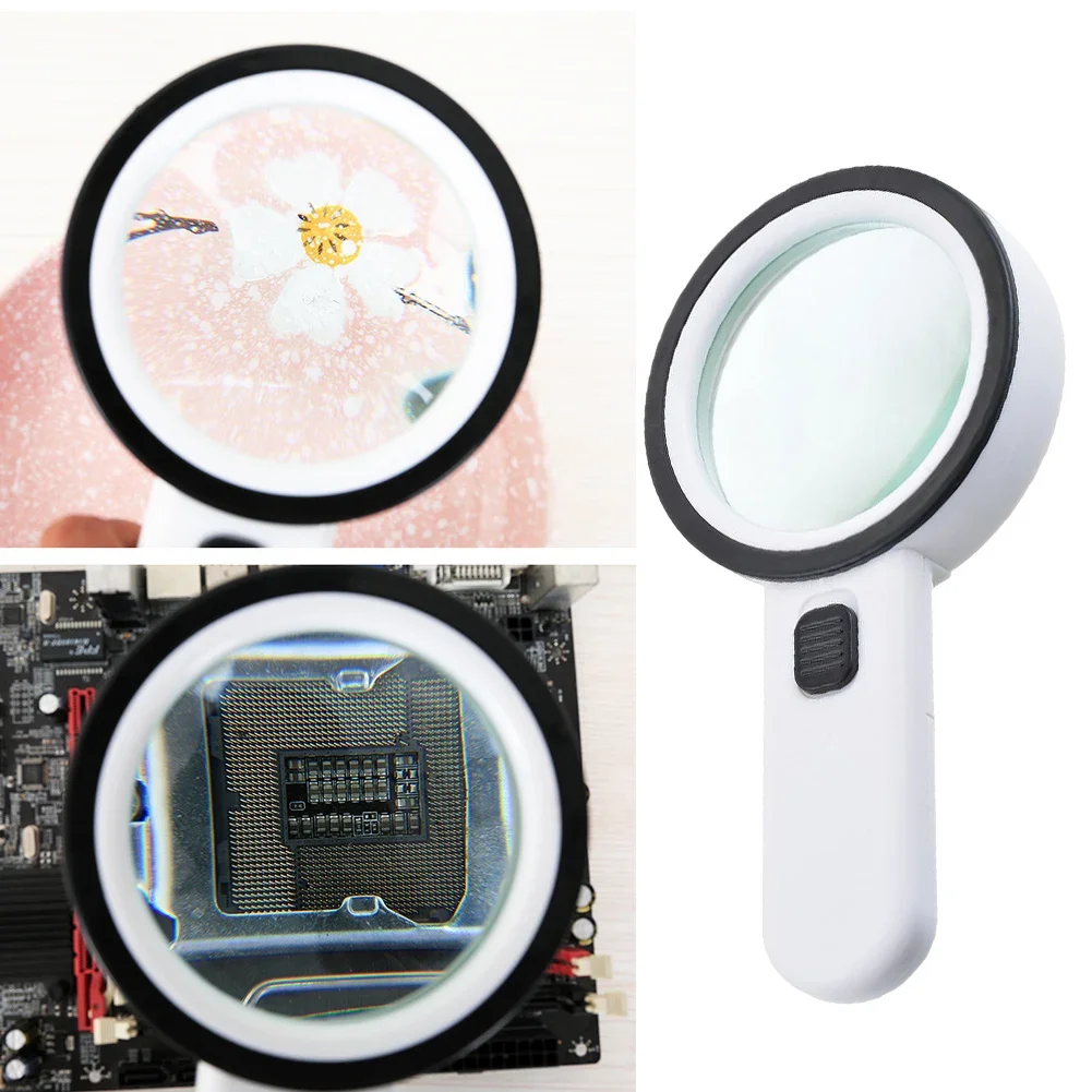 30X Magnifier Handheld LED Glasses With Illumination Microscope Magnifying Glass Lens Reading Jewelry Glass Repair Tool