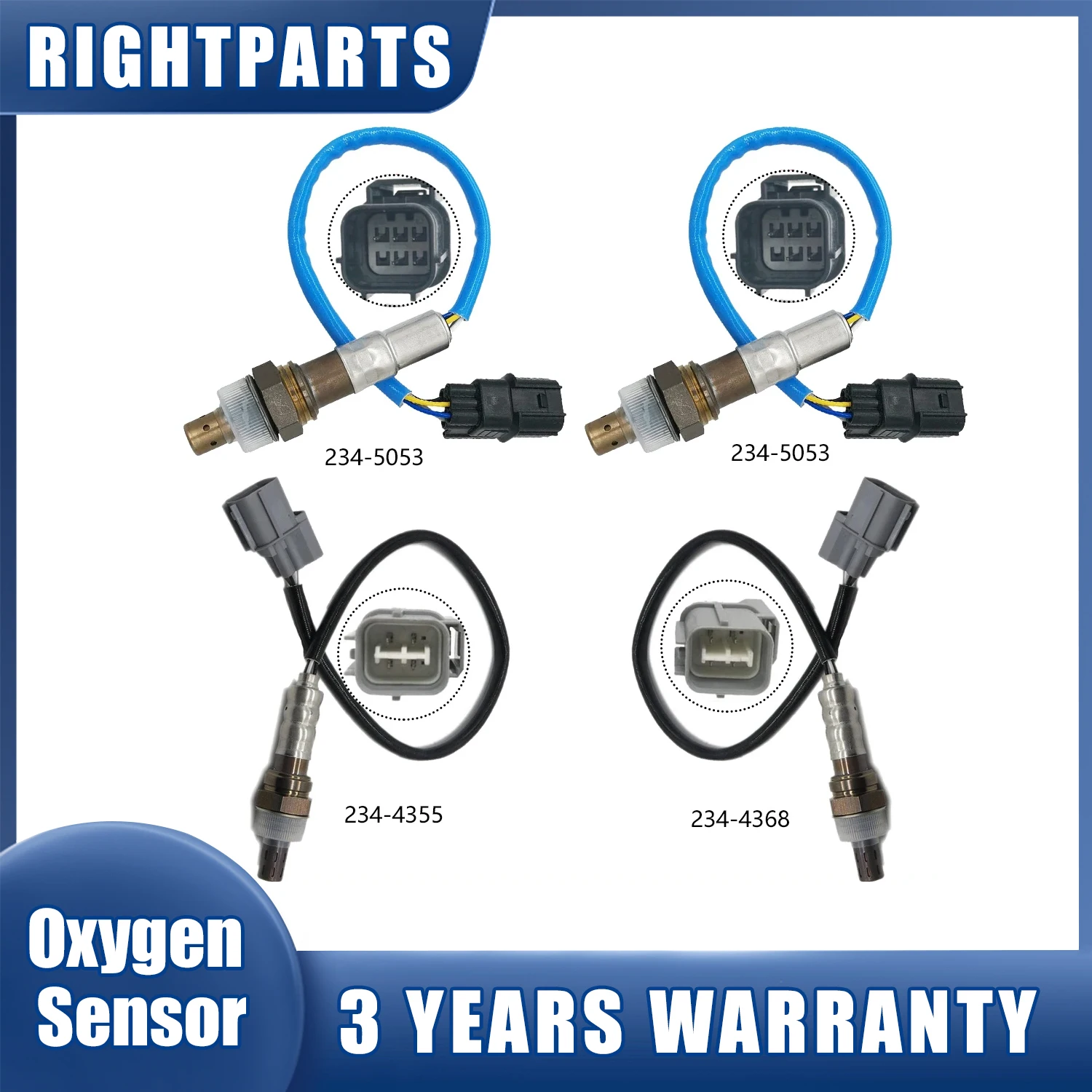 4pcs Upstream+Downstream Oxygen O2 Sensor 234-5053 234-4355 234-4368 36531-RYE-A01 For Honda Odyssey 3.5L 2007 2008 2009 2010