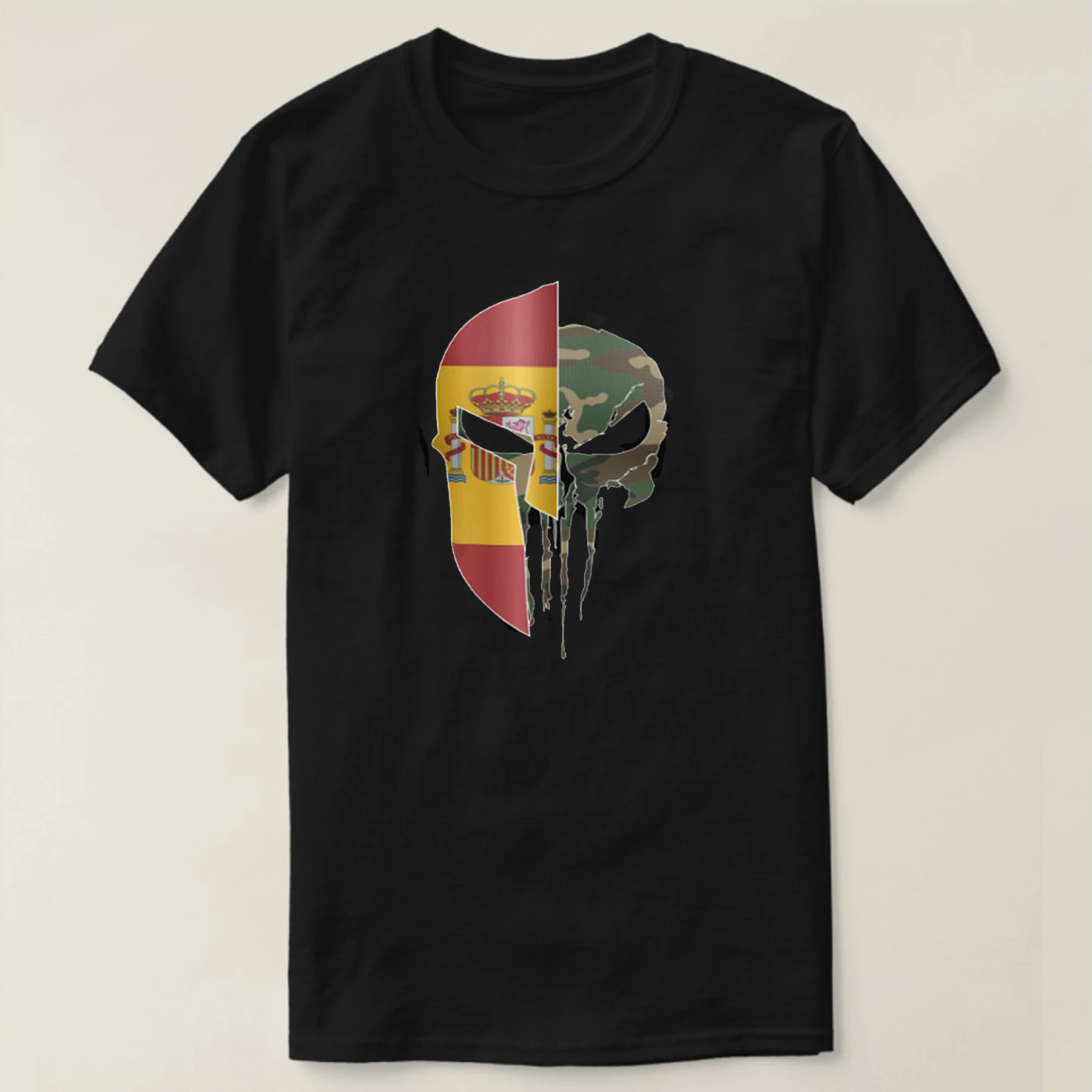 

Spanish Armed Forces Spartan Helmet Skull T Shirt New 100% Cotton Short Sleeve O-Neck T-shirt Casual Mens Top