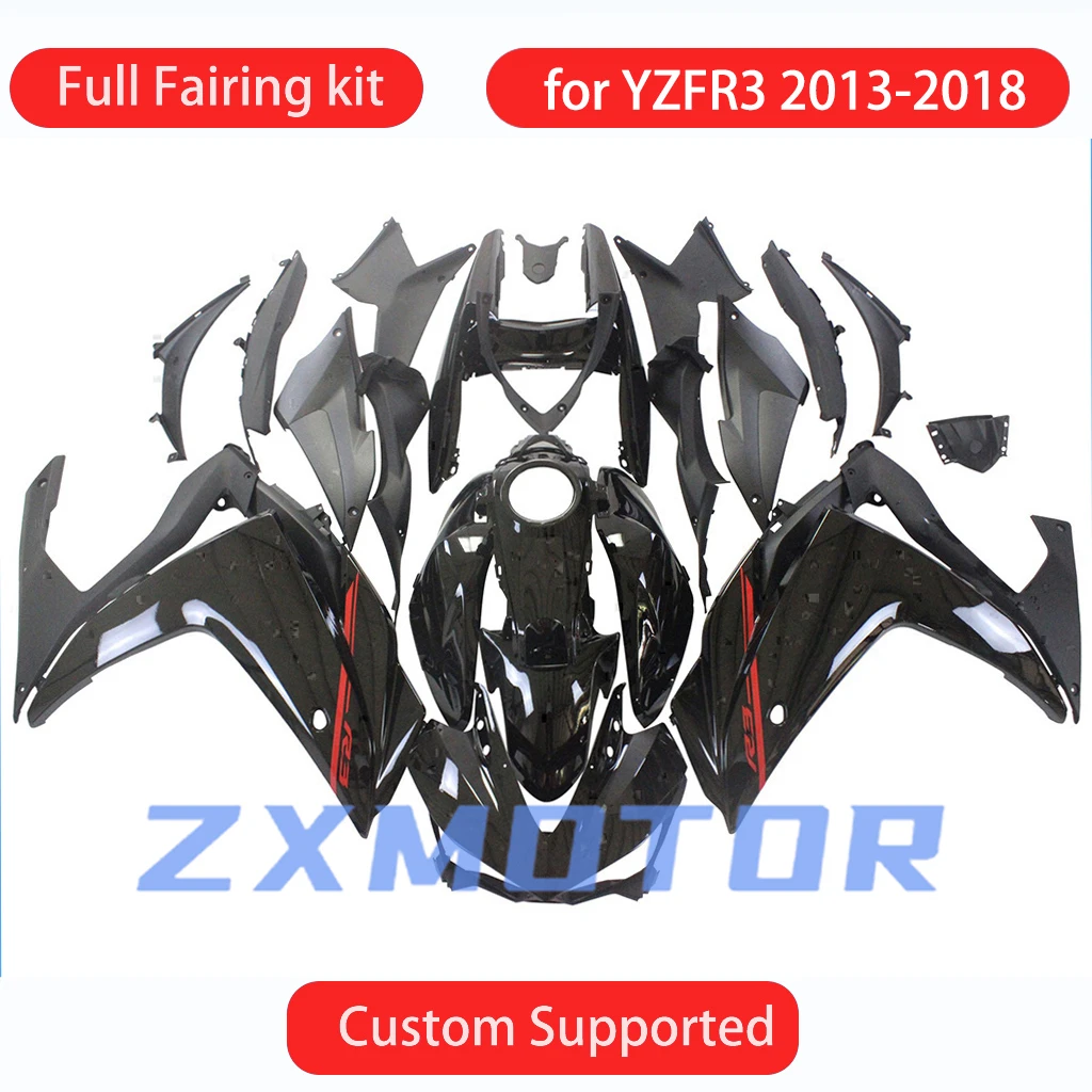 

Full Fairing Set YZF R3 2013 2014 2015 2016 2017 2018 Bright Black Motorcycle Customized Fairings Kit for YAMAHA YZFR3 13-18