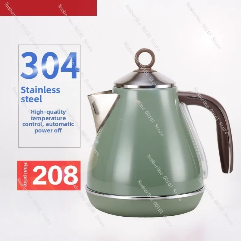 Household Retro Electric Kettle, 304 Stainless Steel Automatic Tea Boiler with Power Off, Water Heater Brewer