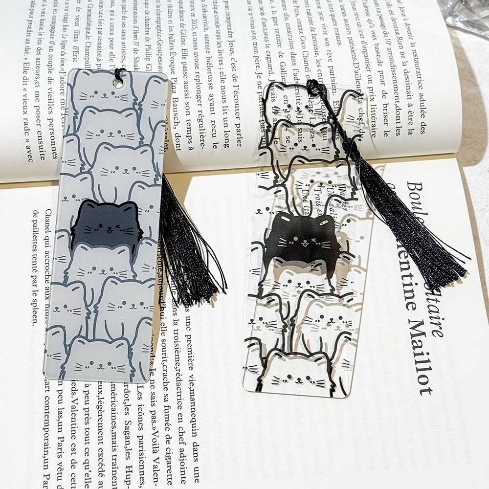 Cute cartoon cat acrylic tassel bookmark, a collection for cat lovers and book lovers, holiday gift reading label stationery