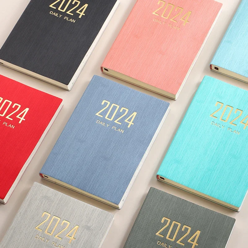 Vintage 2024 Notebook Kawaii Diary Journal Planner 365 Days Schedule Organizer Portable Notepad Budget Book Korean Stationery